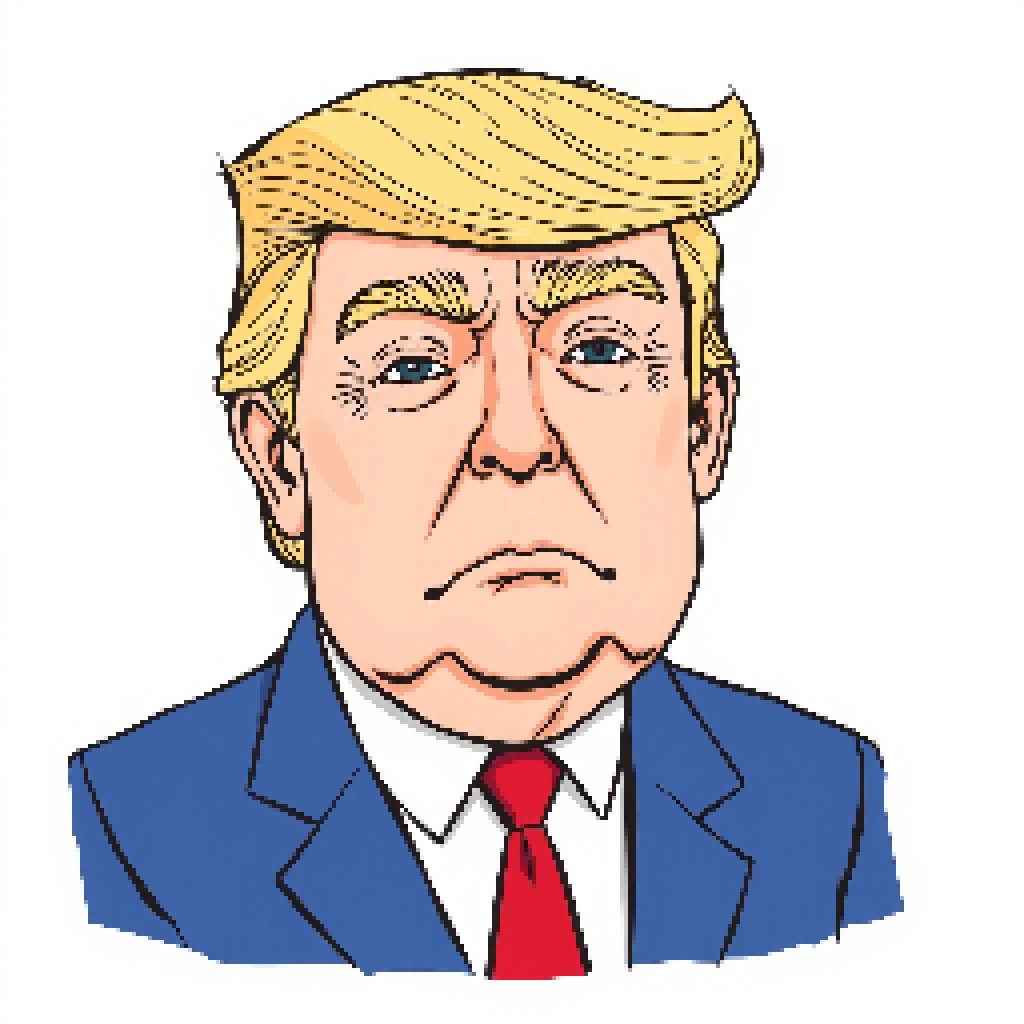 Cartoon depiction of Donald Trump's face looking disappointed.